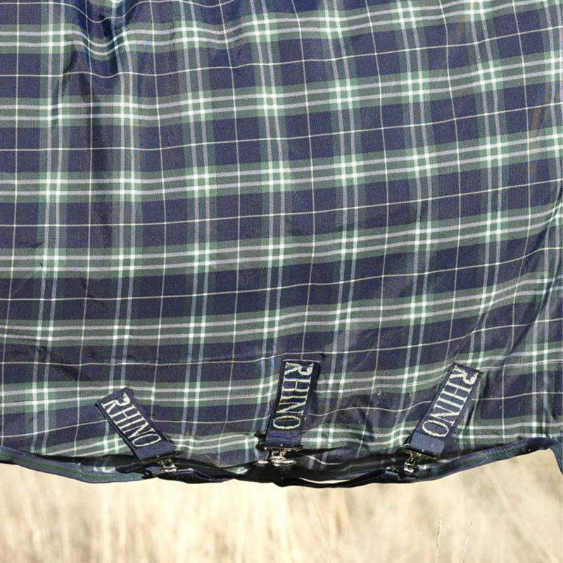 Horseware Rhino Wug Vari-Layer Turnout Rug 450g - Hunter Check/Navy/Green-4