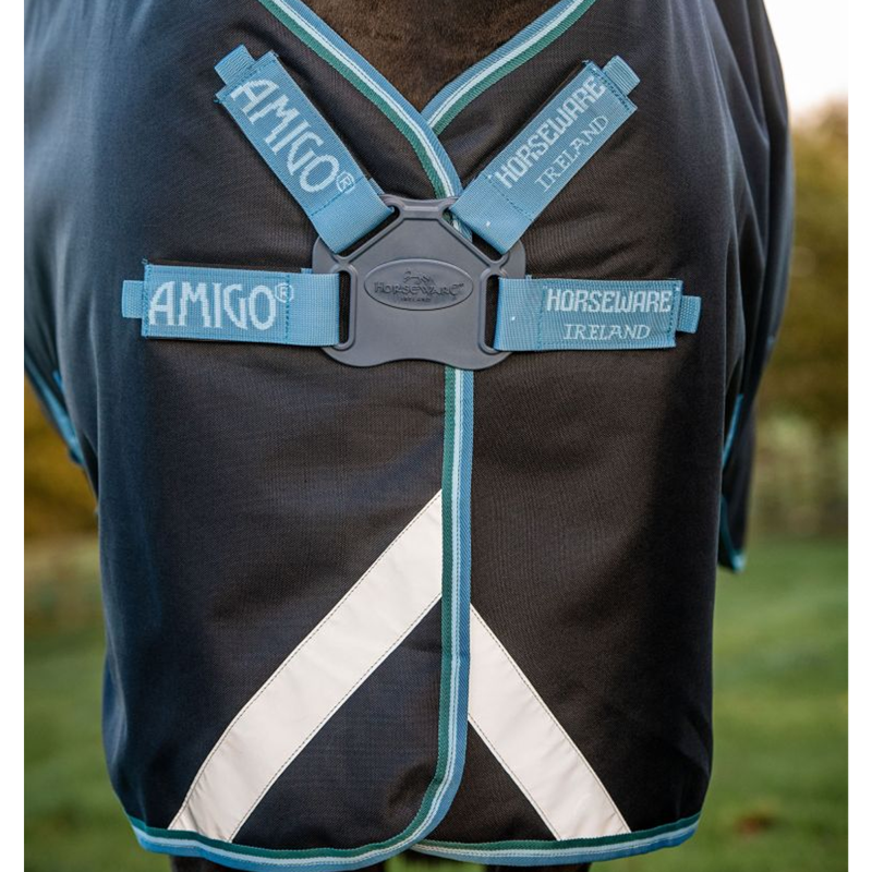 Horseware Amigo Bravo 12 Plus Turnout Rug Bundle - Navy/Turquoise/Aqua/Blue-2