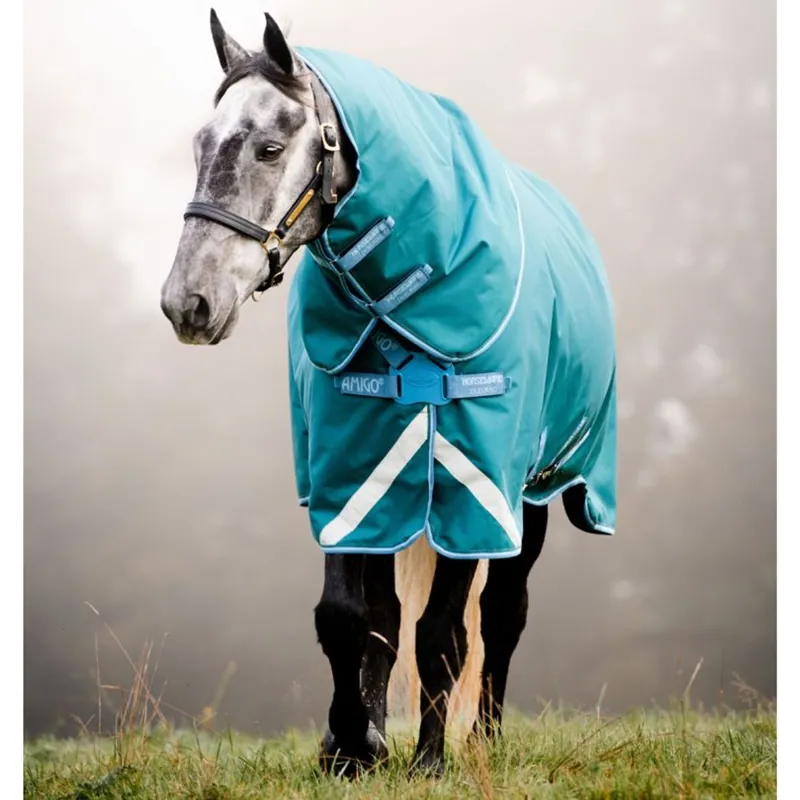 Horseware Amigo Bravo 12 Plus Disc Front 100g Turnout Rug - Storm Green/Turquoise/Aqua