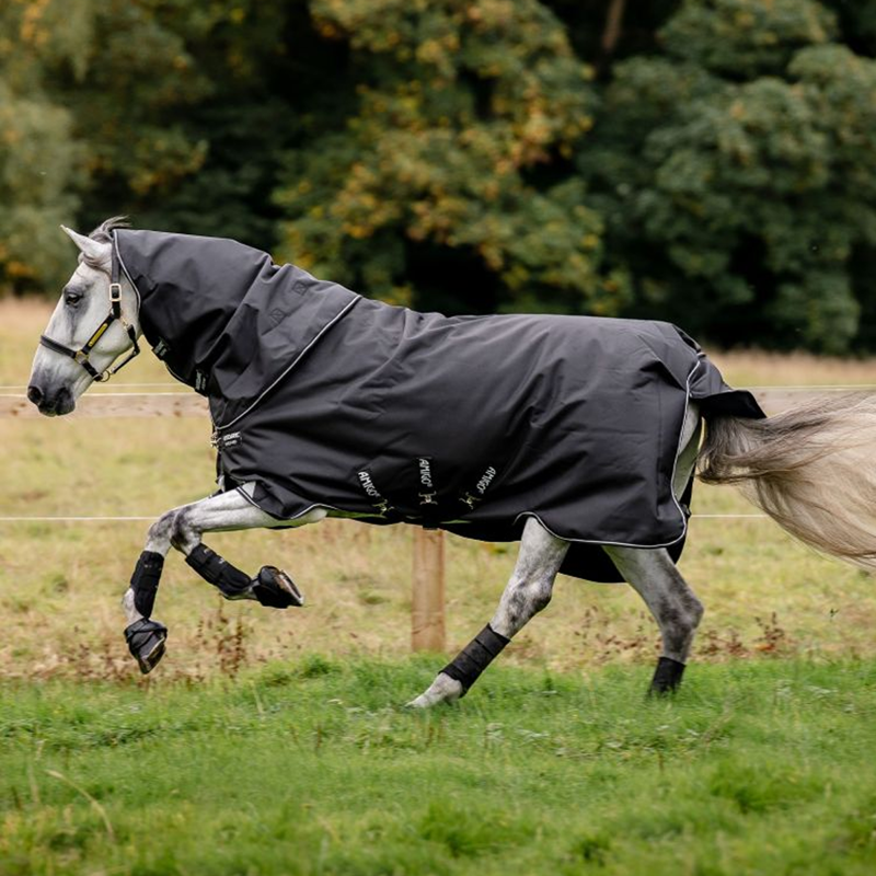 Horseware Amigo Super Bravo Plus 250g Turnout Rug - Black/Black/White-1