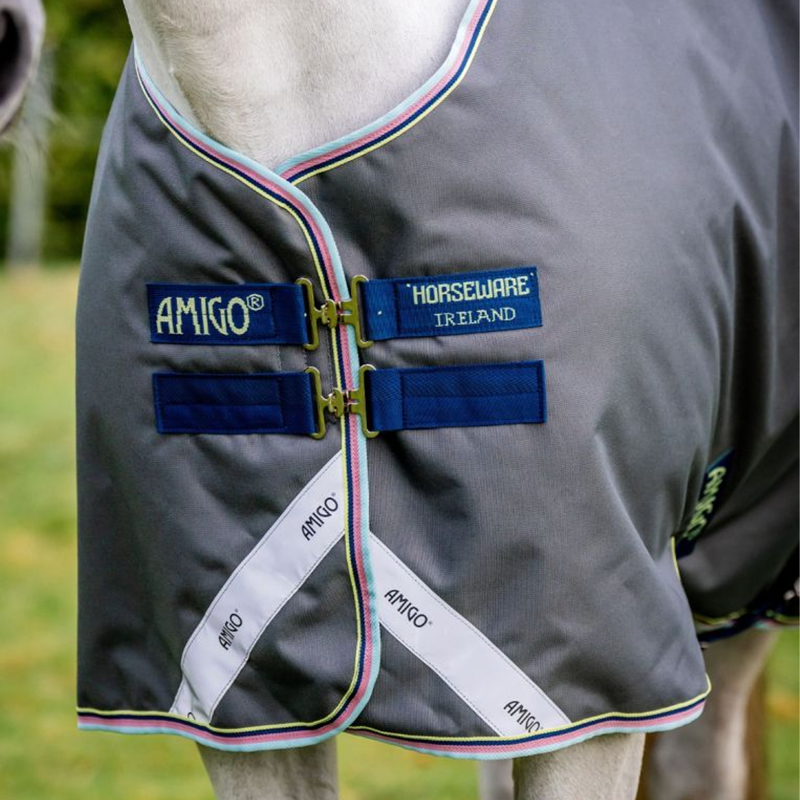 Horseware Amigo Bravo 12 100g Turnout Rug - Shadow/Navy/Lime-3
