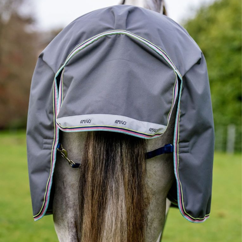 Horseware Amigo Bravo 12 100g Turnout Rug - Shadow/Navy/Lime-7
