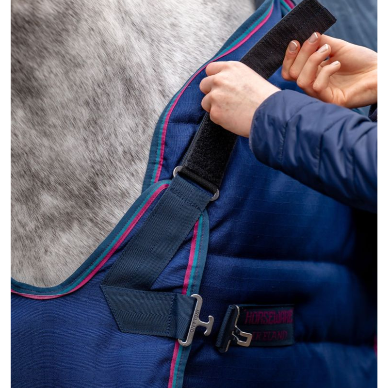 Horseware Rambo Optimo 200g Stable Plus Rug - Navy/Burgundy/Teal/Navy-2