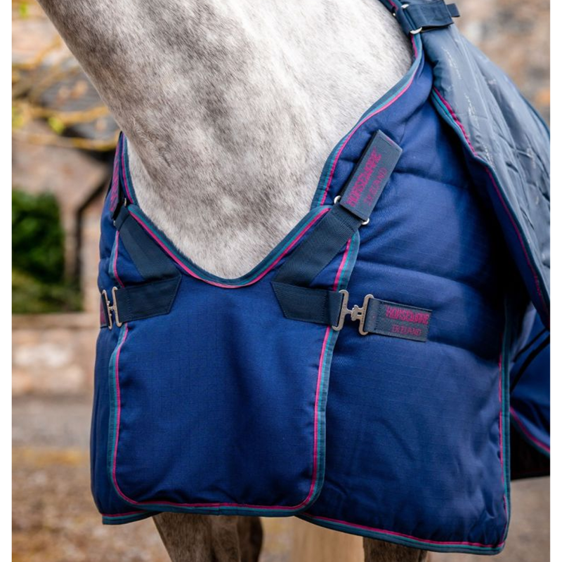 Horseware Rambo Optimo 200g Stable Plus Rug - Navy/Burgundy/Teal/Navy-3