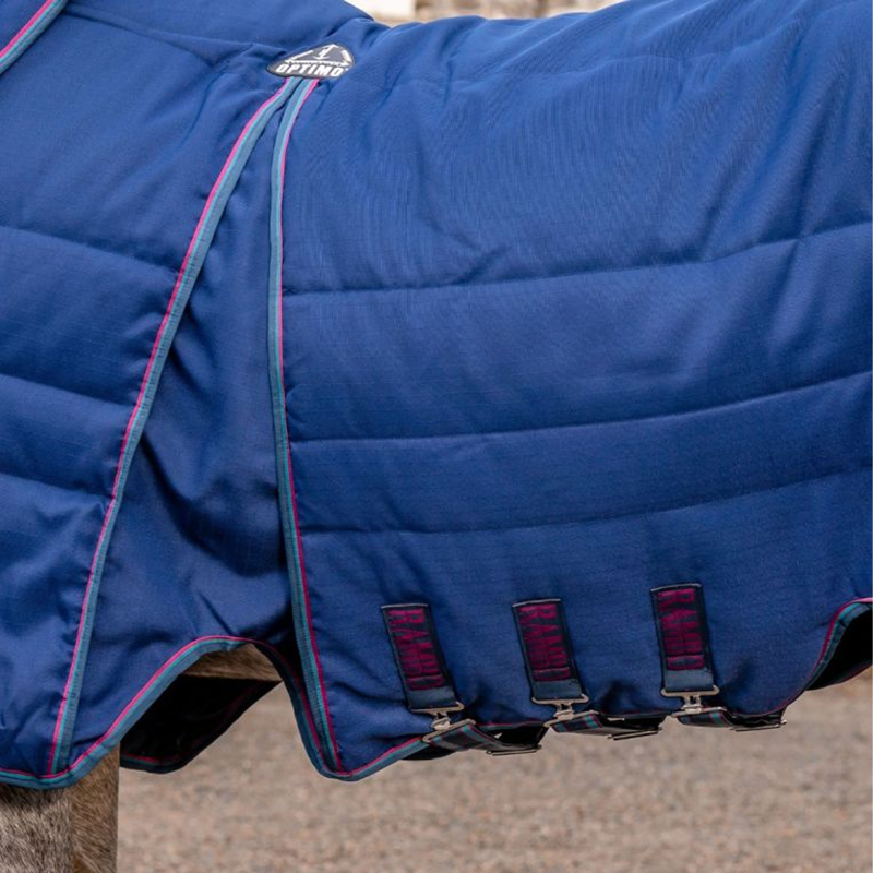 Horseware Rambo Optimo 200g Stable Plus Rug - Navy/Burgundy/Teal/Navy-4