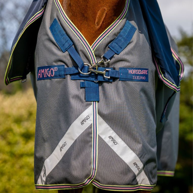 Horseware Amigo Bravo 12 Plus Lite 0g Turnout Rug - Shadow/Navy/Rose-6
