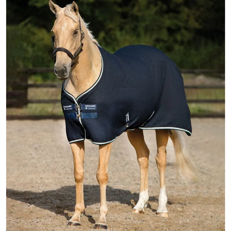 Horseware Rambo Techni-Waffle Cooler - Navy/Beige/Baby Blue/Navy