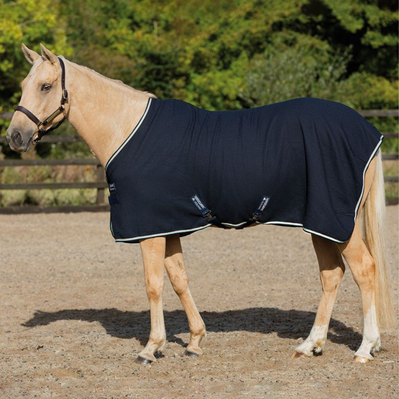 Horseware Rambo Techni-Waffle Cooler - Navy/Beige/Baby Blue/Navy-1