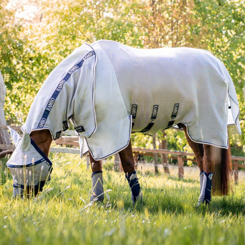 Horseware Rambo Protector Fly Sheet - Silver/Navy/White/Beige-1