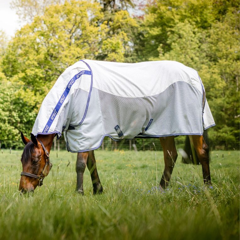 Horseware Amigo Airflow Fly Sheet - Navy Check/Atlantic Blue/Ivory-2