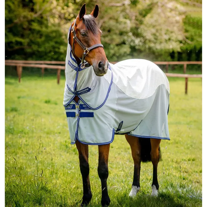 Horseware Amigo Airflow Fly Sheet - Navy Check/Atlantic Blue/Ivory