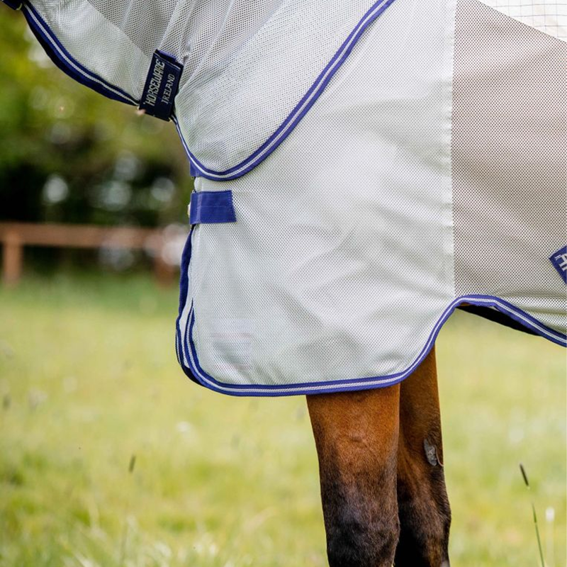 Horseware Amigo Airflow Fly Sheet - Navy Check/Atlantic Blue/Ivory-4