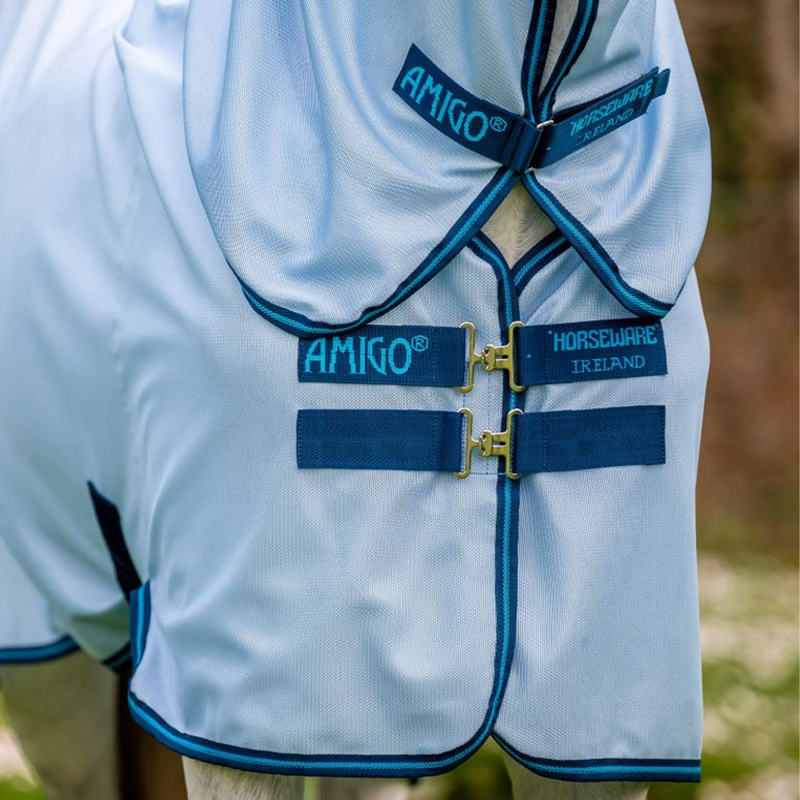 Horseware Amigo Bug Rug Fly Sheet - Azure Blue/Navy/Electric Blue-2