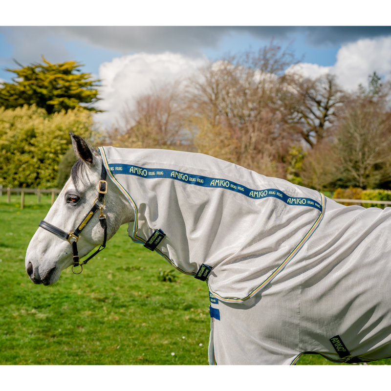 Horseware Amigo Bug Rug Fly Sheet - Lunar Rock/Navy/Lime-4