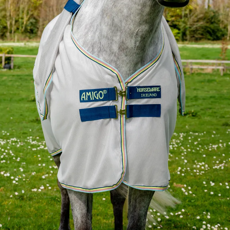 Horseware Amigo Bug Rug Fly Sheet - Lunar Rock/Navy/Lime-6