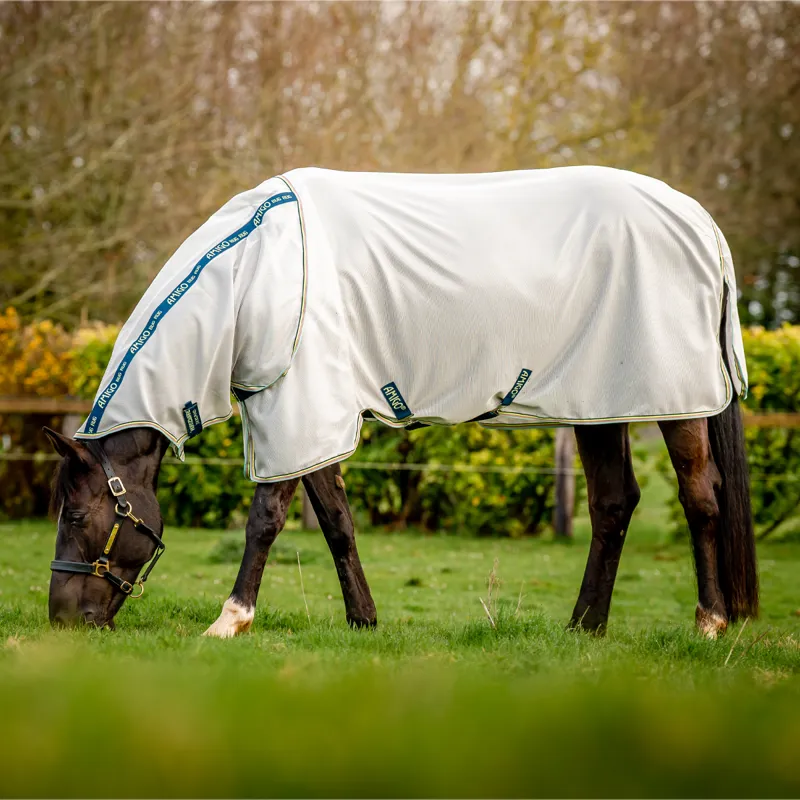 Horseware Amigo Bug Rug Fly Sheet - Lunar Rock/Navy/Lime-2