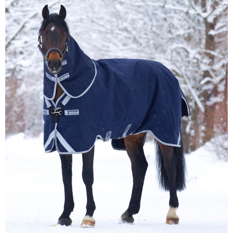 Horseware Rambo Original Medium 200g Turnout Rug With Leg Arches  - Navy/Silver-1