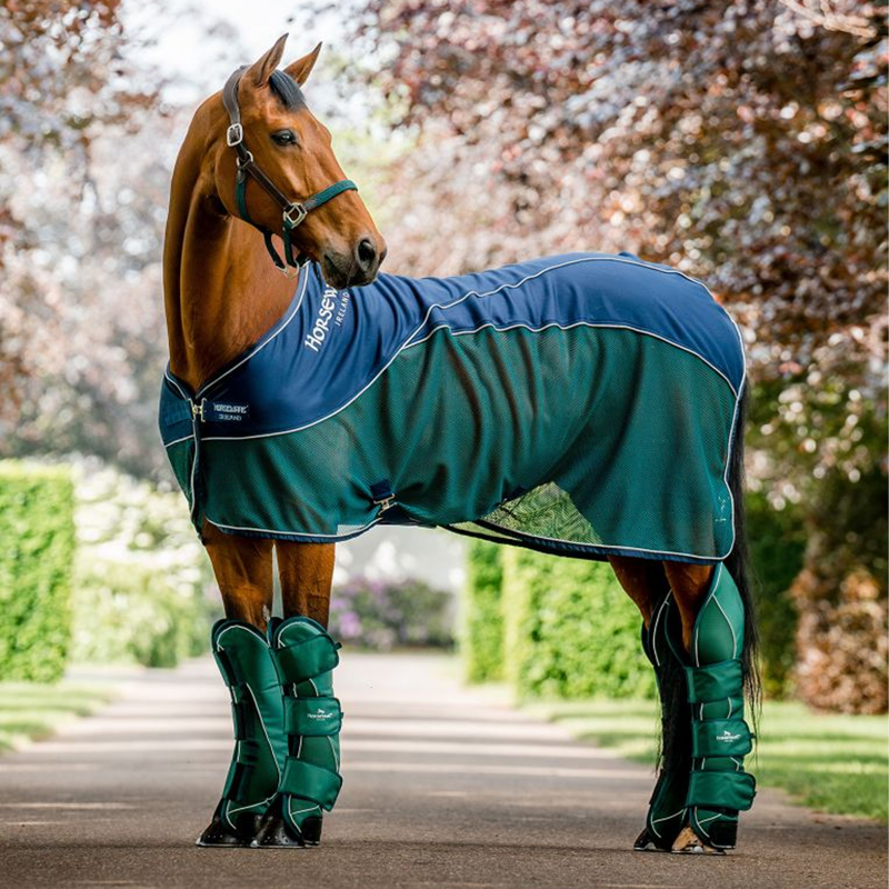 Horseware Signature Sport Cooler Rug - Navy/Hunter Green/Silver-4