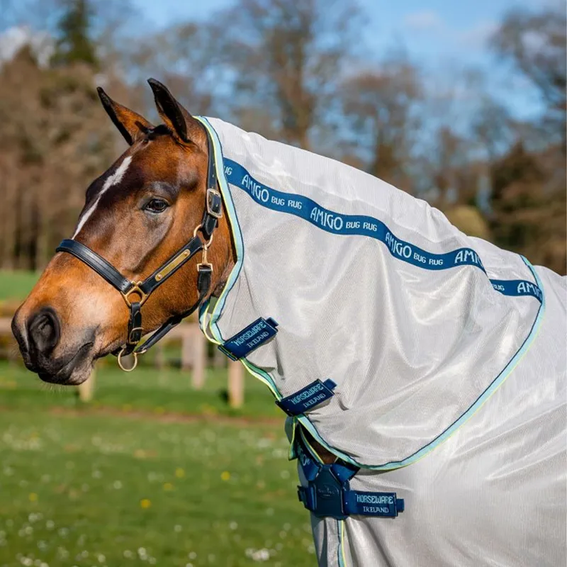 Horseware Amigo XL Bug Rug Fly Sheet with Disc Front Closure - Lunar Rock/Navy/Haze-2