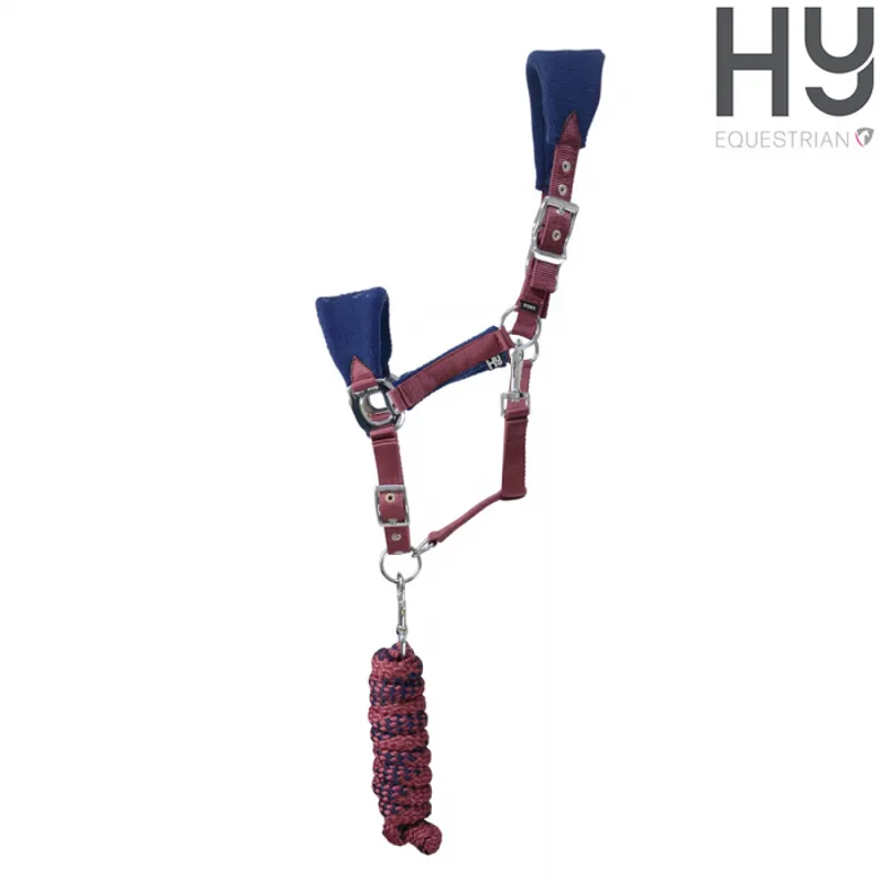 Hy Event Pro Series Head Collar and Leadrope - Navy/Burgundy-2