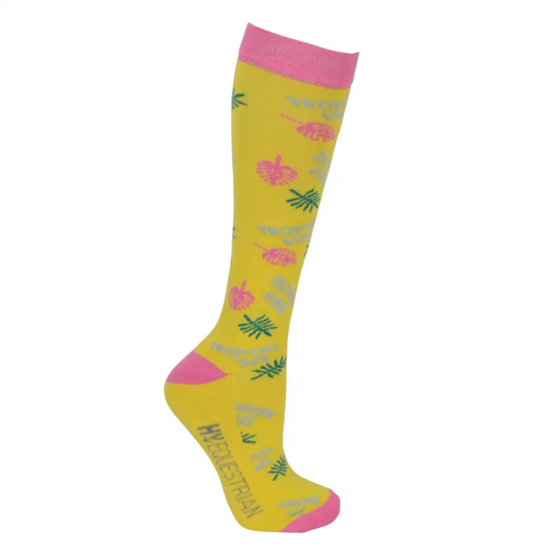 Hy Equestrian Tropical Vibes Socks 3 Pack - Pink/Fern/Lime-2