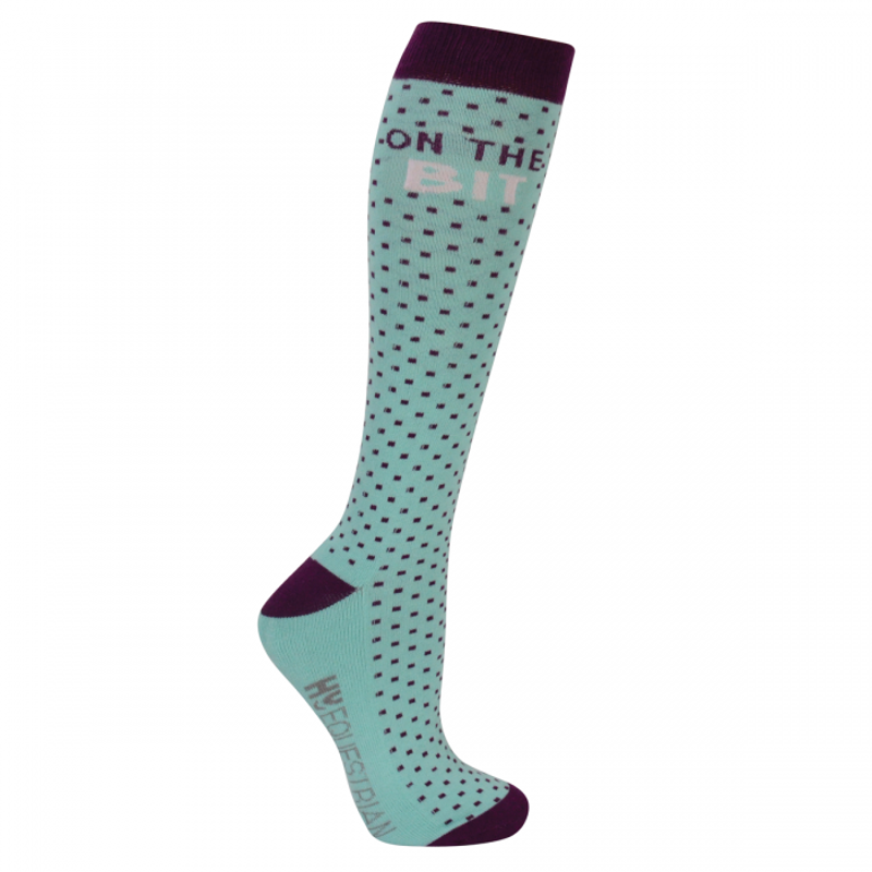 Hy Equestrian Dressage Socks 3 Pack - Powder Pink/Purple/Turquoise-1