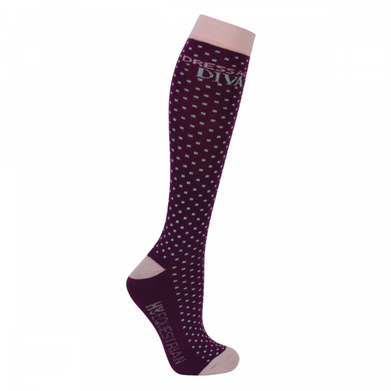 Hy Equestrian Dressage Socks 3 Pack - Powder Pink/Purple/Turquoise-2