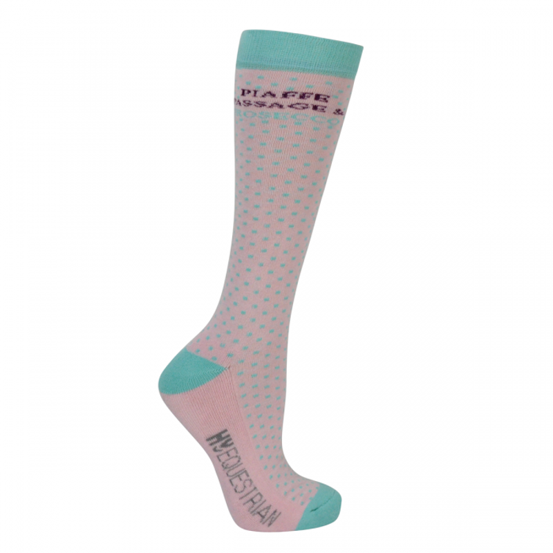 Hy Equestrian Dressage Socks 3 Pack - Powder Pink/Purple/Turquoise-3
