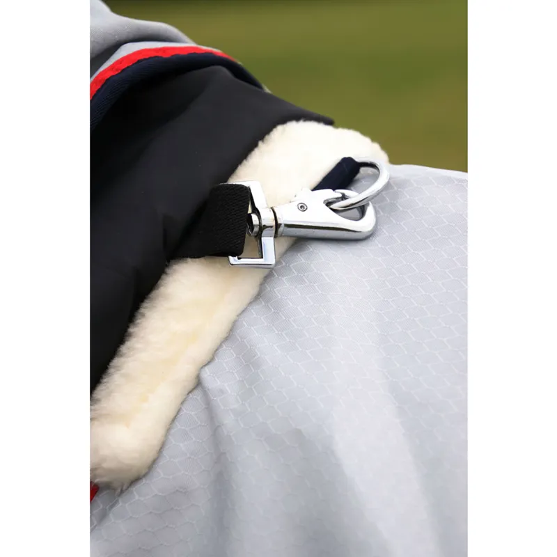 Hy DefenceX System Airflow Detachable Fly Rug - Silver/Navy/Red-4