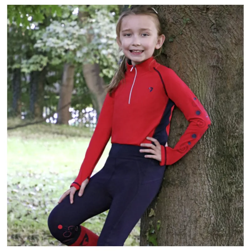 Hy Equestrian DynaMizs Ecliptic Riding Tights - Red/Navy