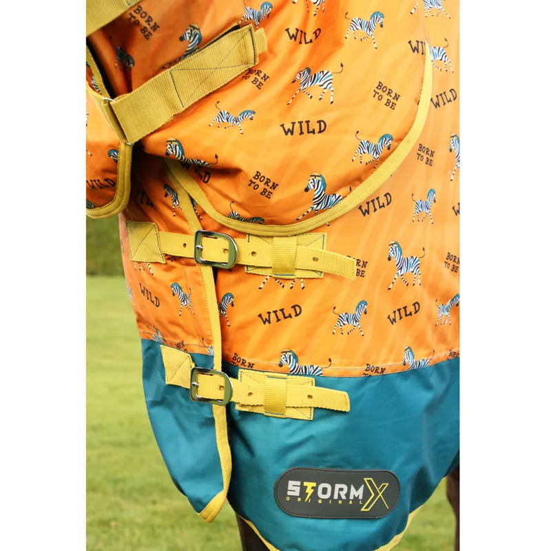 Hy StormX Original Born To Be Wild 200g Combi Turnout Rug  - Safari Orange/Petrol-2