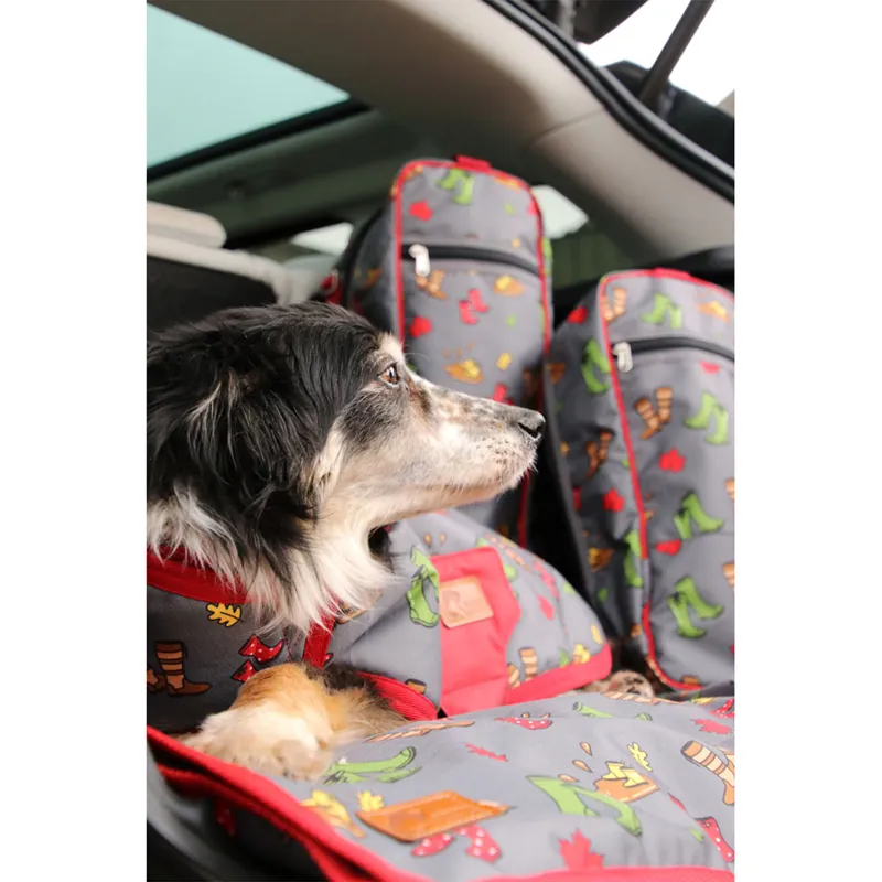 Hy Equestrian Country Walks Boot Bag - Burgundy/Grey-1