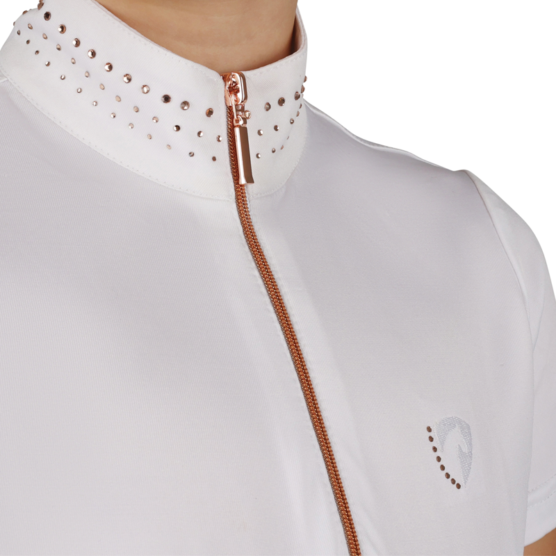 Hy Equestrian Children's Roka Royal Show Shirt - White/Rose Gold Diamante-7