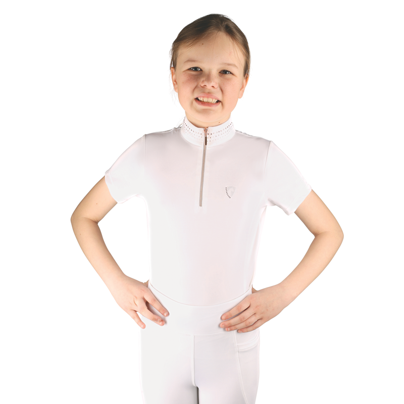 Hy Equestrian Children's Roka Royal Show Shirt - White/Rose Gold Diamante-2