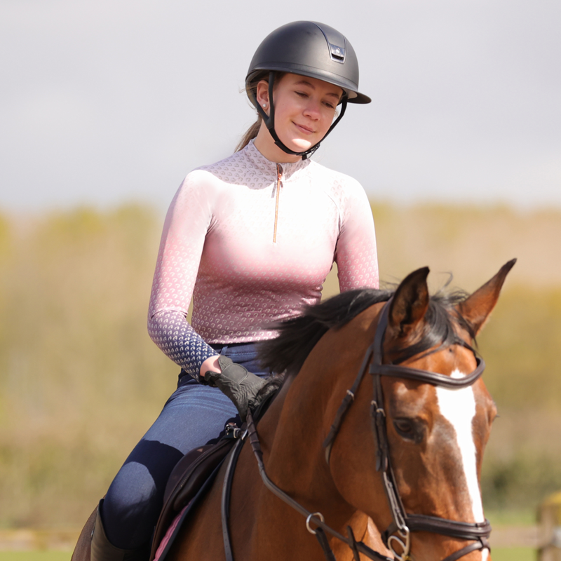 Hy Equestrian Elevate Mizs Ombre Base Layer - Navy/Rose-4