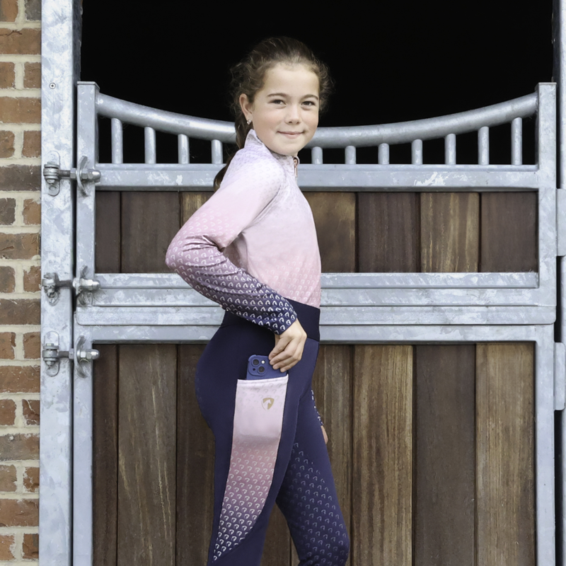 Hy Equestrian Elevate Mizs Ombre Base Layer - Navy/Rose-3