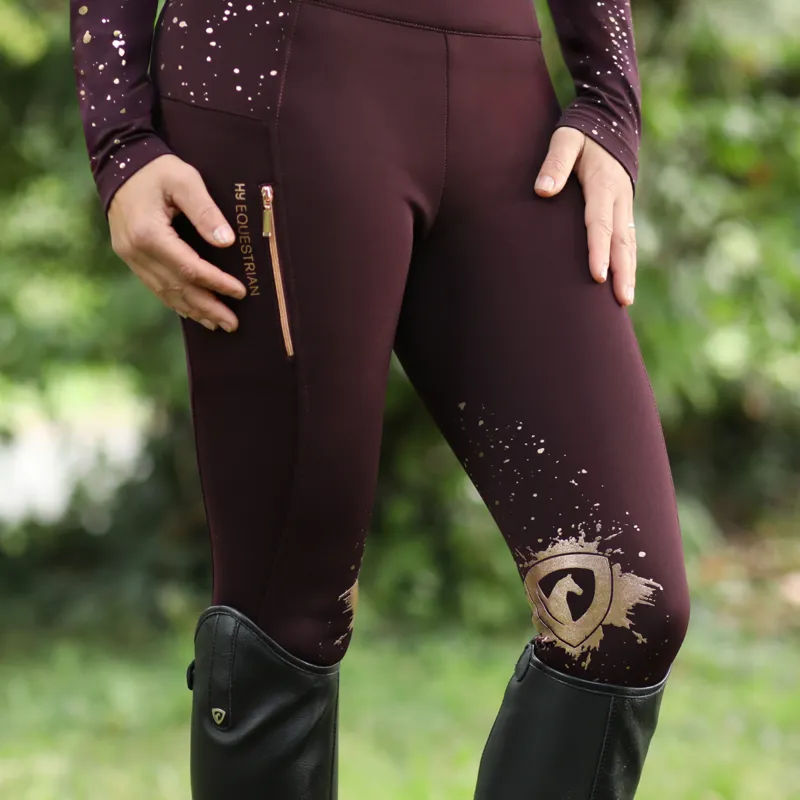 Hy Equestrian Enchanted Collection Riding Tights - Plum/Rose Gold