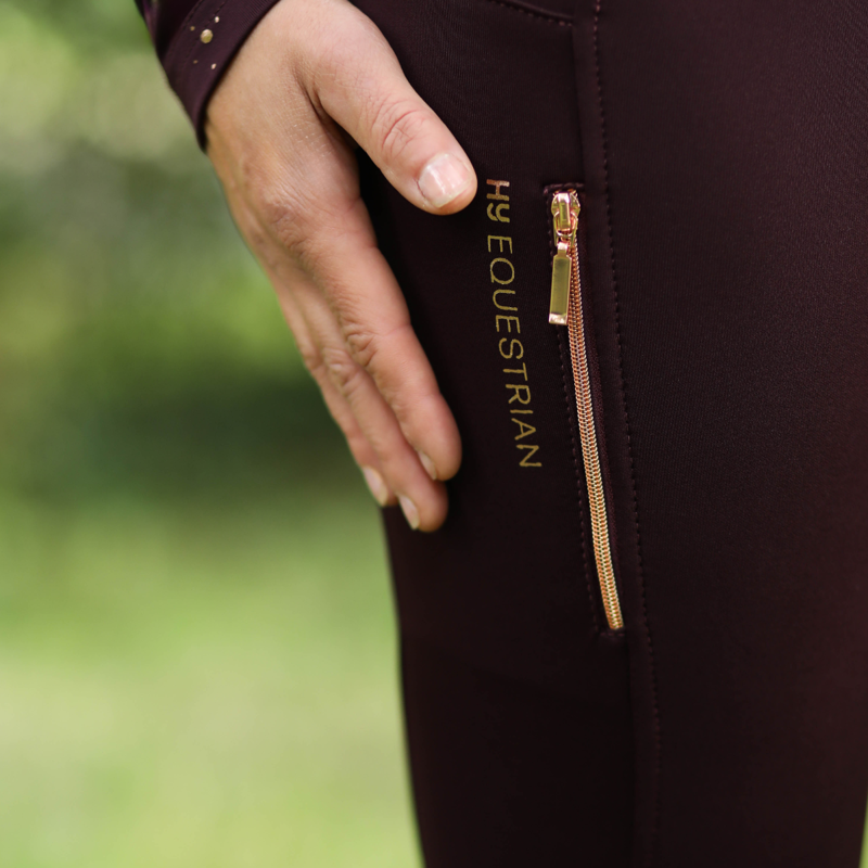 Hy Equestrian Enchanted Collection Riding Tights - Plum/Rose Gold-6