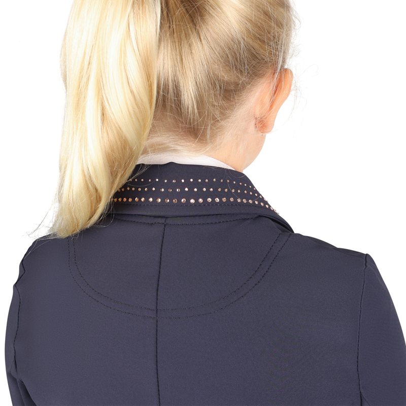 Hy Equestrian Children's Roka Royal Show Jacket - Navy/Rose Gold Diamante-4