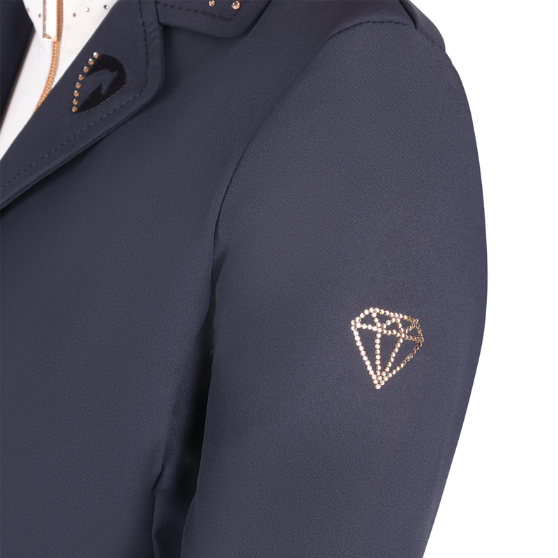 Hy Equestrian Children's Roka Royal Show Jacket - Navy/Rose Gold Diamante-6