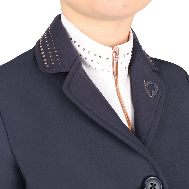 Hy Equestrian Children's Roka Royal Show Jacket - Navy/Rose Gold Diamante-5