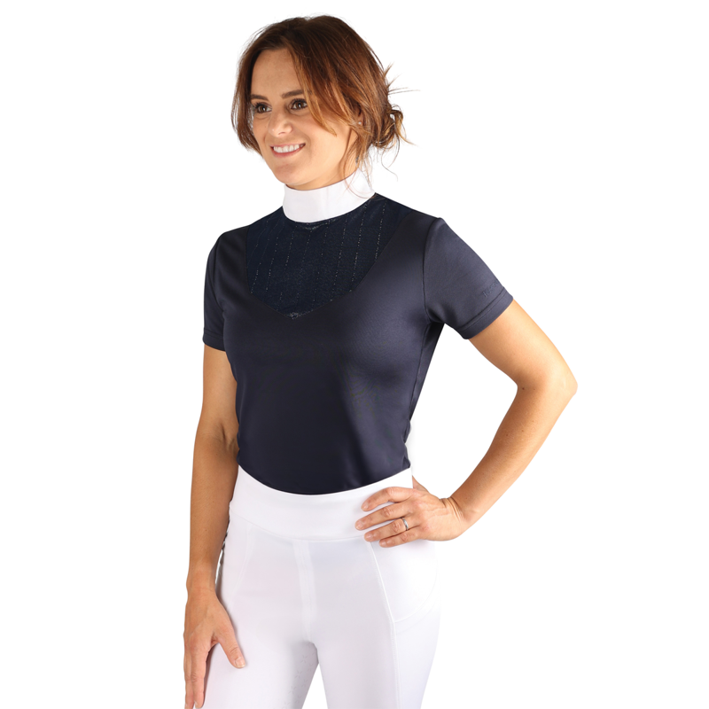 Hy Equestrian Ladies Lettie Show Shirt - Navy-1