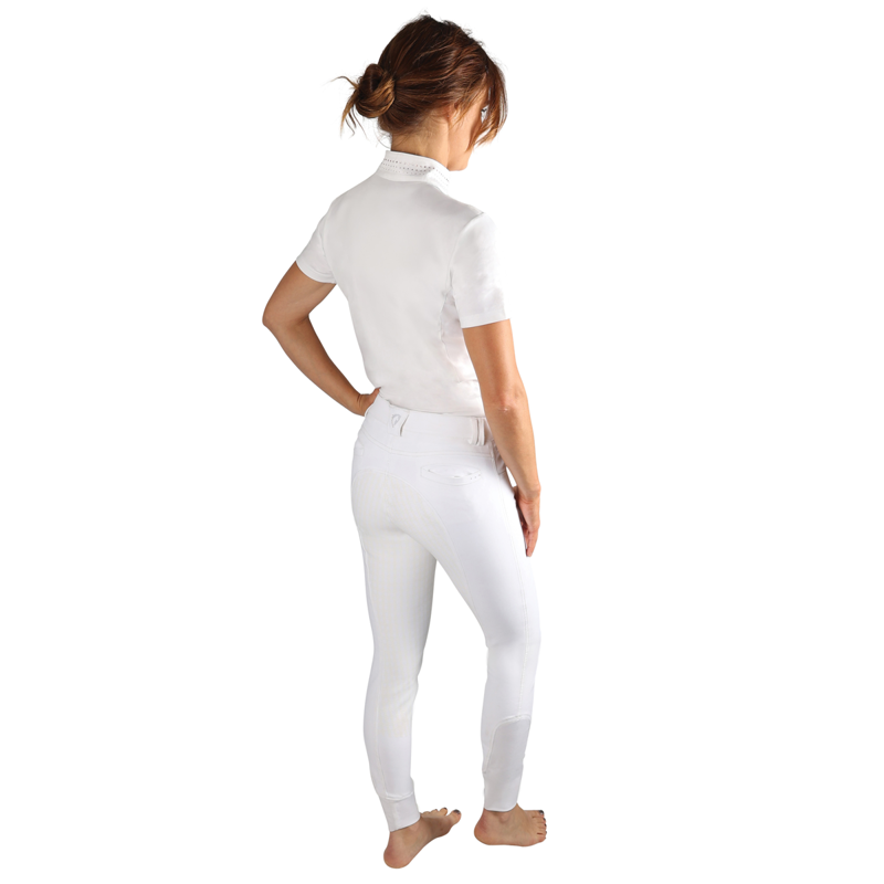 Hy Equestrian Roka Royal Breeches - White/Rose Gold Diamante-2
