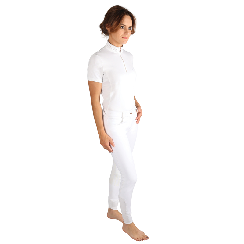 Hy Equestrian Roka Royal Breeches - White/Rose Gold Diamante-1