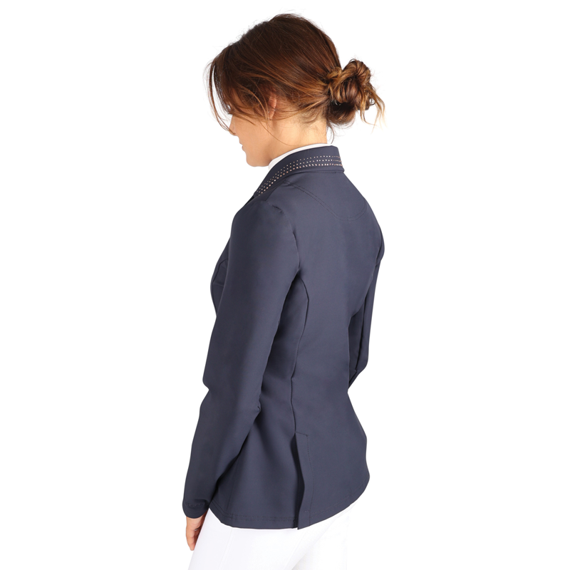 Hy Equestrian Roka Royal Show Jacket - Navy/Rose Gold Diamante-2