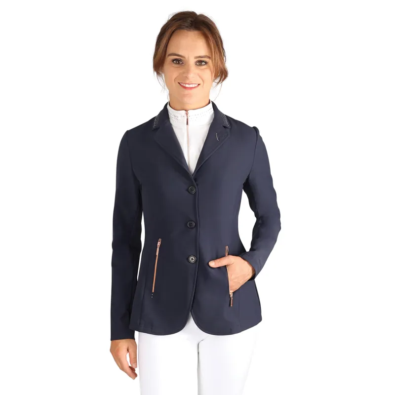 Hy Equestrian Roka Royal Show Jacket - Navy/Rose Gold Diamante