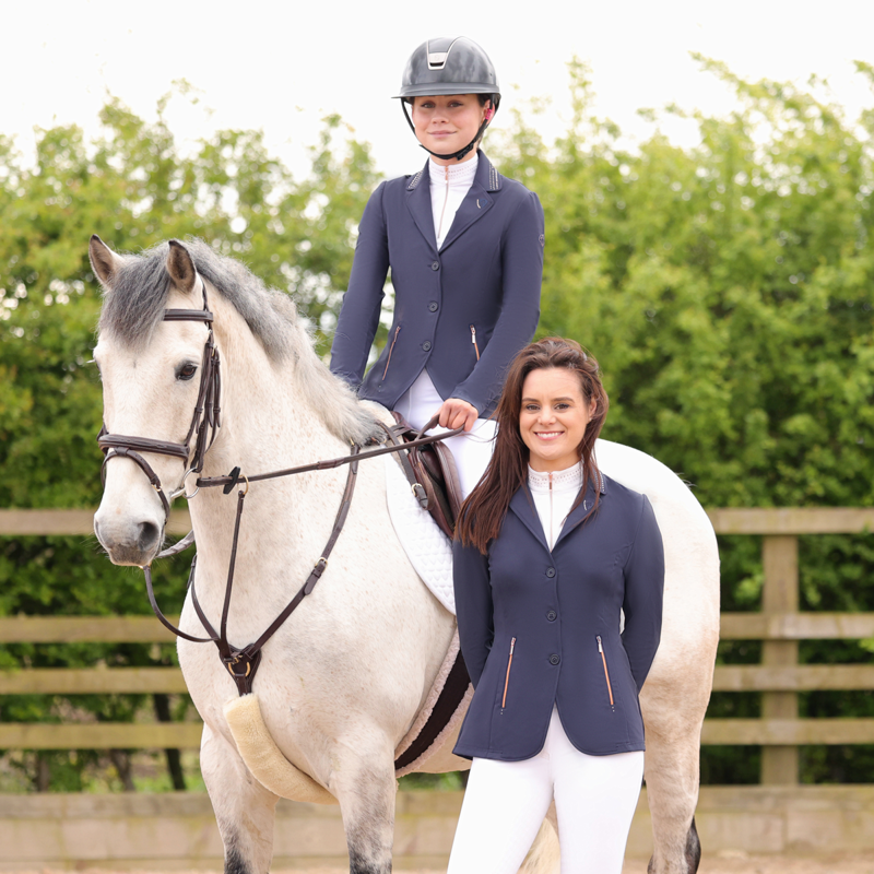 Hy Equestrian Roka Royal Show Shirt - White/Rose Gold Diamante-5