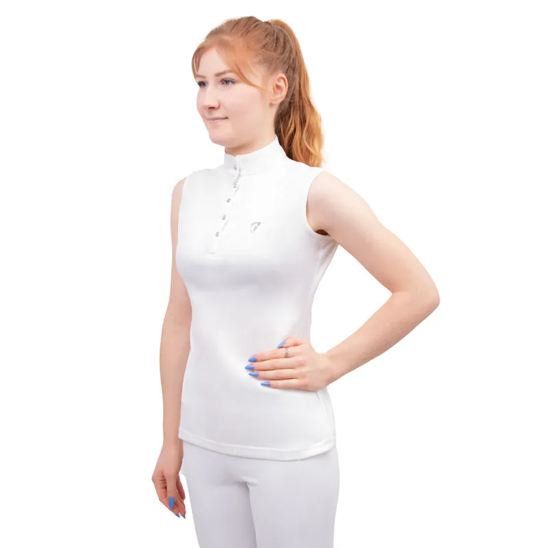 Hy Equestrian Ladies Sophia Sleeveless Show Shirt - White Pearl