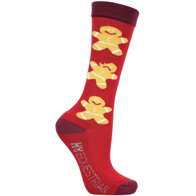 Hy Equestrian Gingerbread Man Mizs Socks 3 Pack - UK C12-4 - Euro 30-37-4