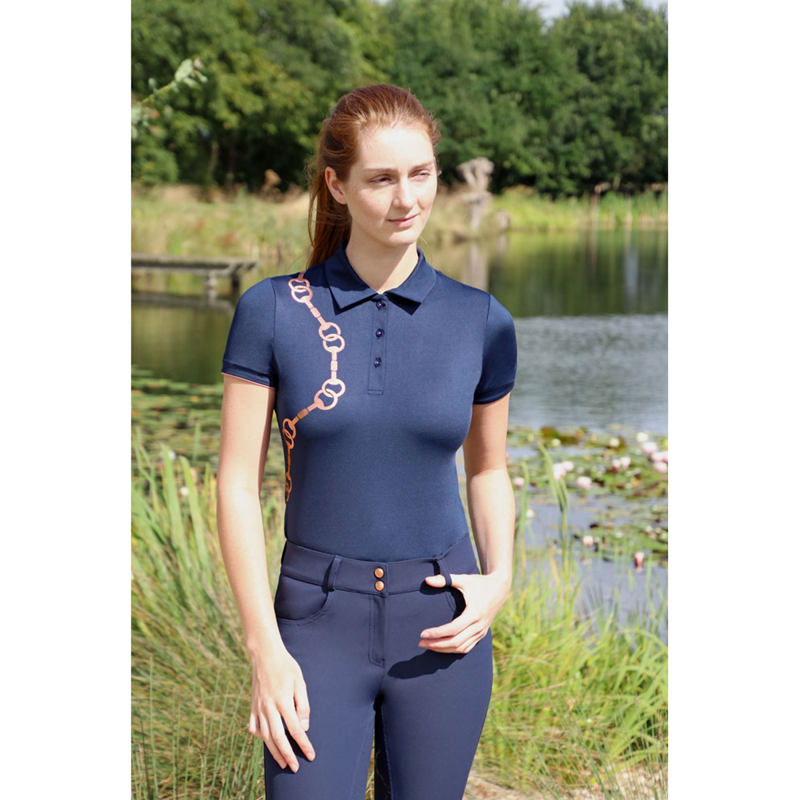 Hy Equestrian Exquisite Stirrup and Bit Collection Polo - Navy-1